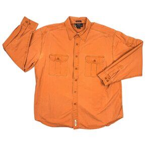 Eddie Bauer Elkhorn Shirt Mens XL Orange Legend Heavy Twill Hunting Long Sleeve